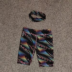 DELIAS SPORT Colorful Patterned Shorts and Headband Set